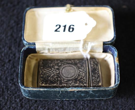 Russian silver and niello vesta case, circa 1900